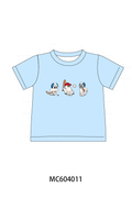 Blue ghost baseball embroidery top