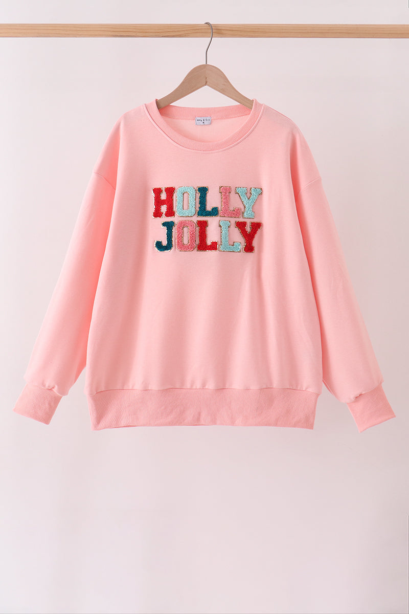 Pink Holly Jolly French Knot Mom&me Top