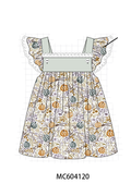 Pumpkin Embroidery Lace Ruffle Dress
