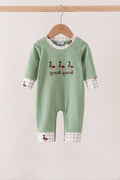 Green Duck guack guack Embroidery Romper