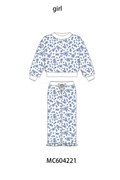 Blue ditsy floral print pants set