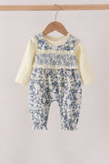 Vintage Floral Smocked Ruffle Romper Set