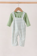 Sage plaid 2pc romper set