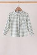 Sage plaid pocket button down shirt