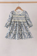 Vintage Floral Smocked Ruffle Dress