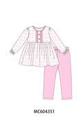 Pink floral ruffle pants set