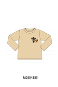 Khaki cross deer embroidery top