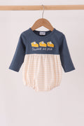 Navy sweet as pie embroidery gingham bubble