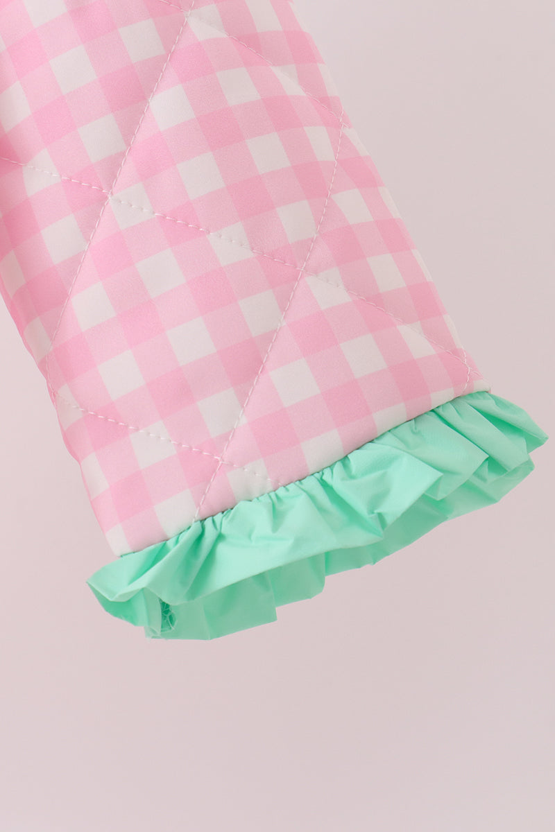Pink hydrangea gingham ruffle jacket