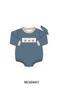 Teal cotton embroidery gingham bubble