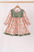 Green Floral Ruffle Dress