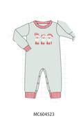 Sage santa applique gingham romper