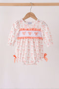 Pink bow embroidery ruffle bubble