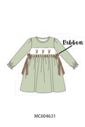 Sage deer embroidery dress