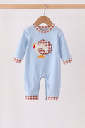 Blue turkey applique romper