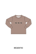 Brown deer embroidery top