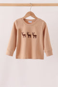 Brown deer embroidery top