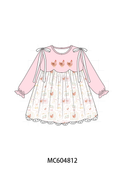 Pink chicken embroidery dress