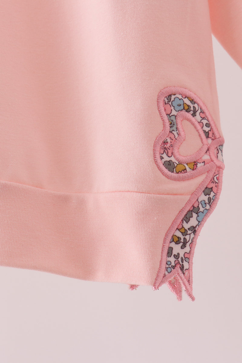 Pink Floral Bow Applique Top