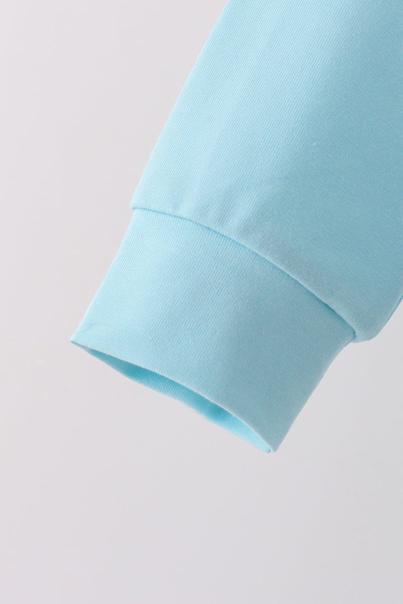 Blue Floral Bow Applique Top