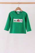 Green Farm Cow Embroidery Top