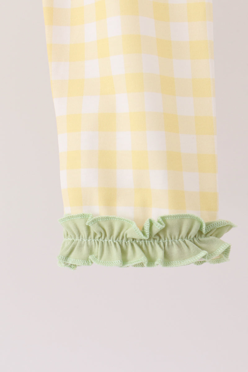 Green Princess Frog Embroidery Ruffle Pants Set
