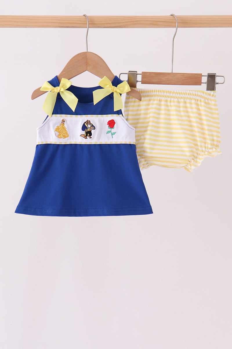 Royal Blue Character Embroidery Bloomer Set
