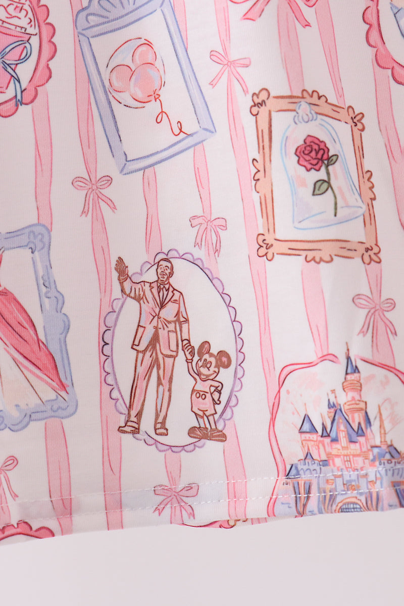 Pink Character Bow Embroidery Bloomer Set