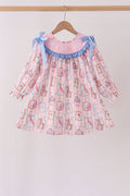 Pink Character Bow Embroidery Dress