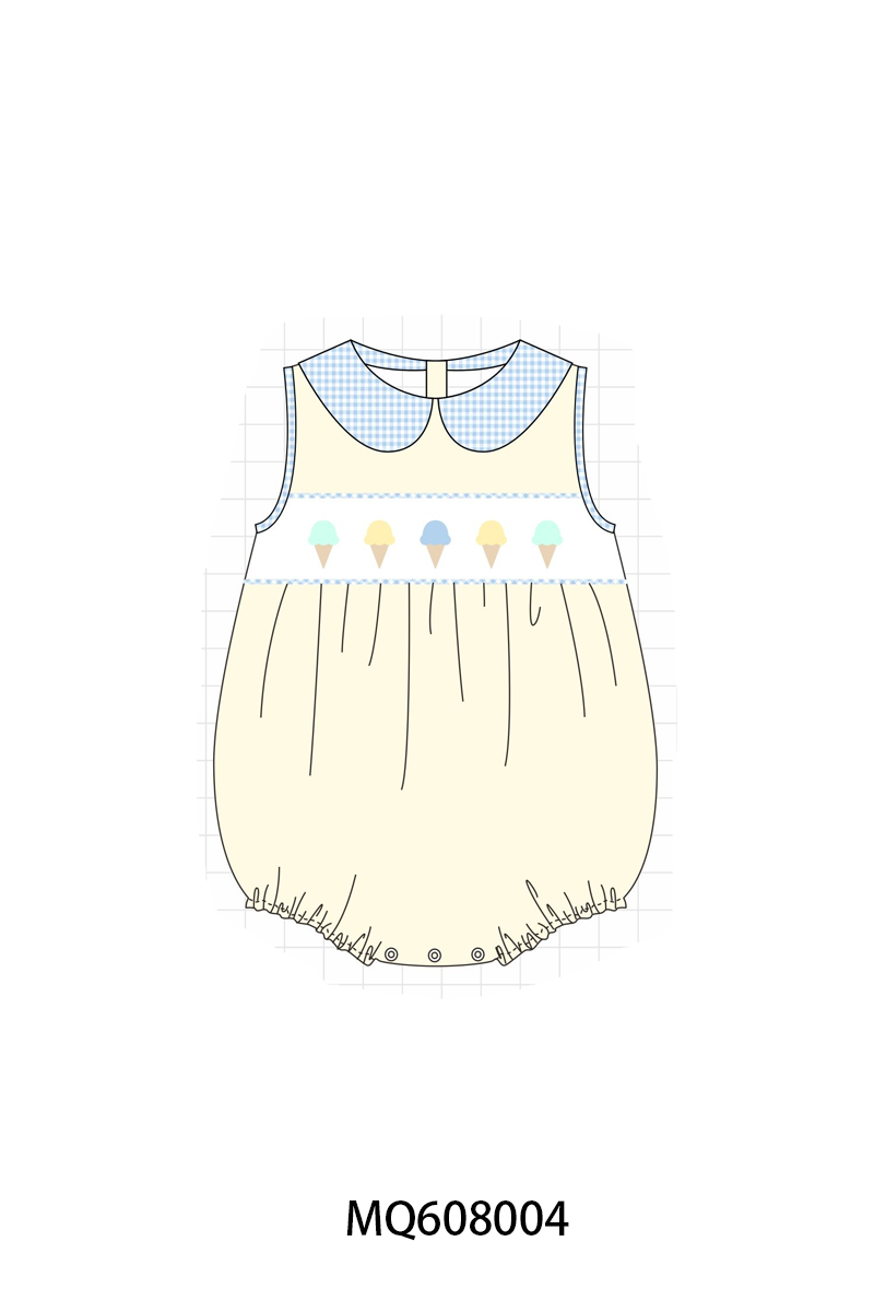 PO103 Cream ice cream embroidery gingham collection