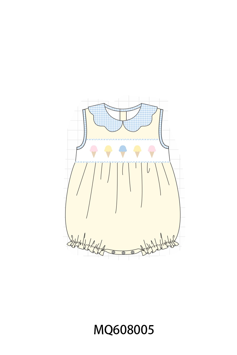 PO103 Cream ice cream embroidery gingham collection