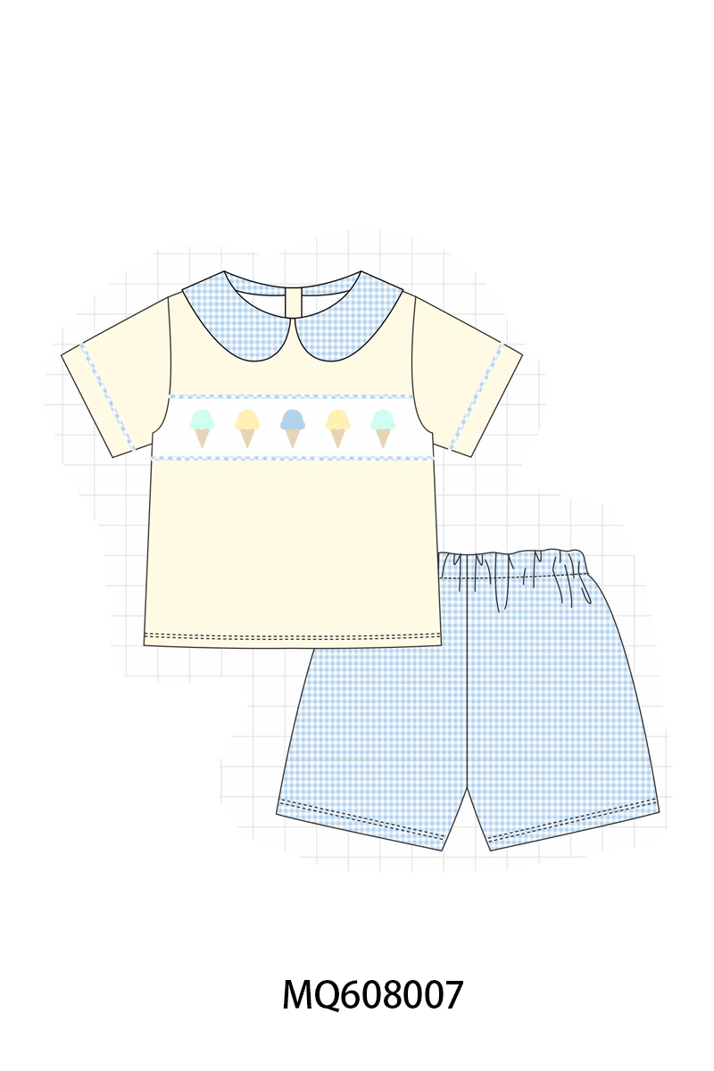 PO103 Cream ice cream embroidery gingham collection