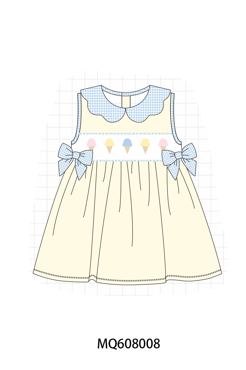 PO103 Cream ice cream embroidery gingham collection