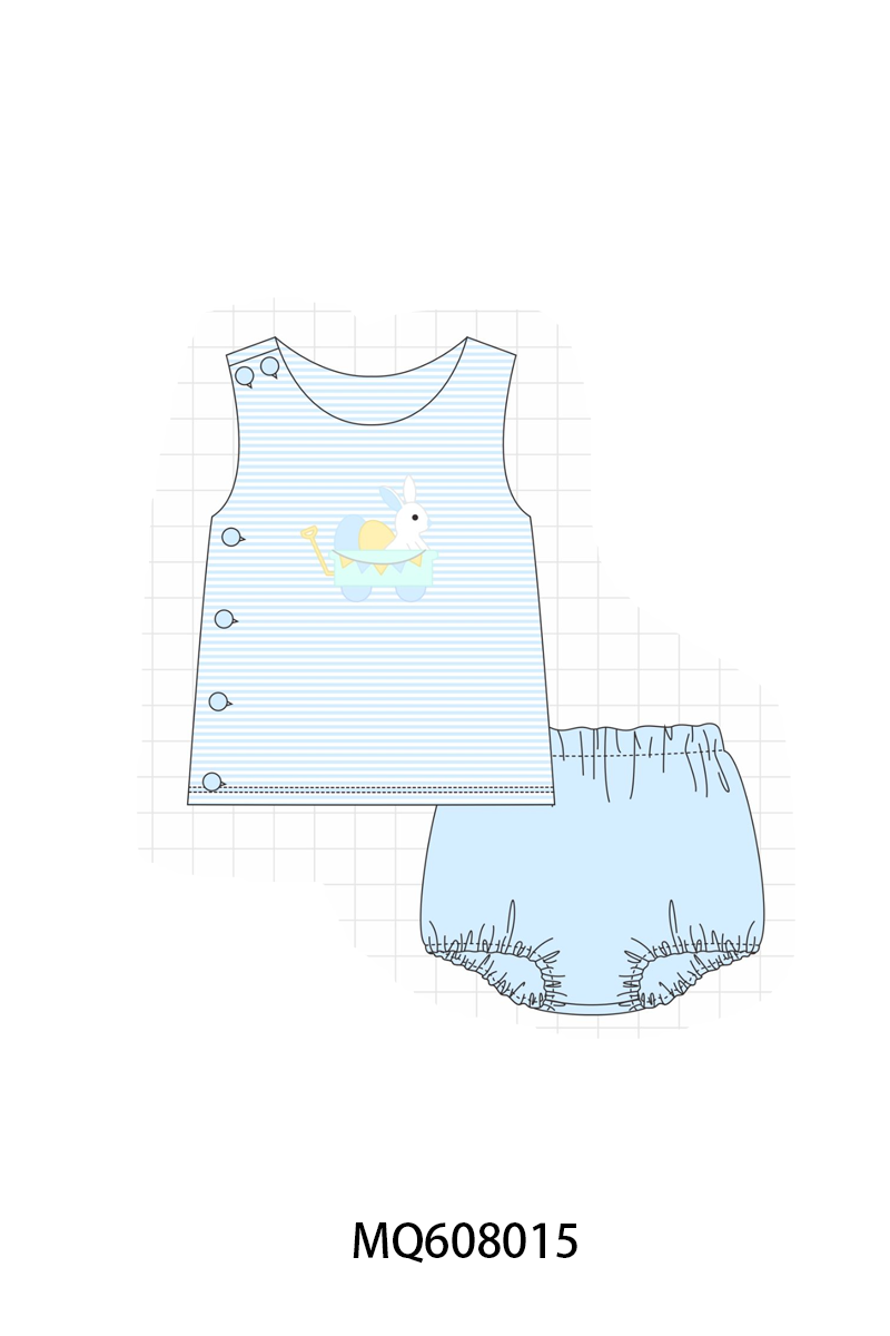 PO103 Pink&blue easter bunny egg applique stripe collection
