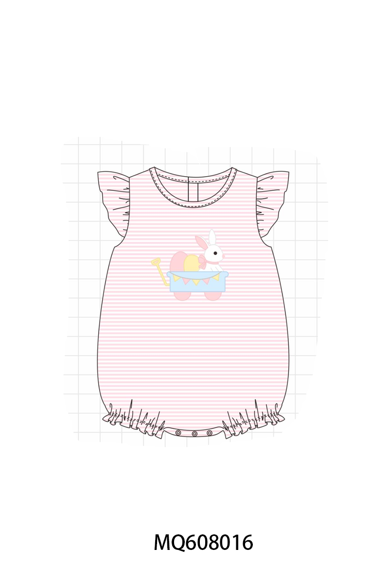 PO103 Pink&blue easter bunny egg applique stripe collection