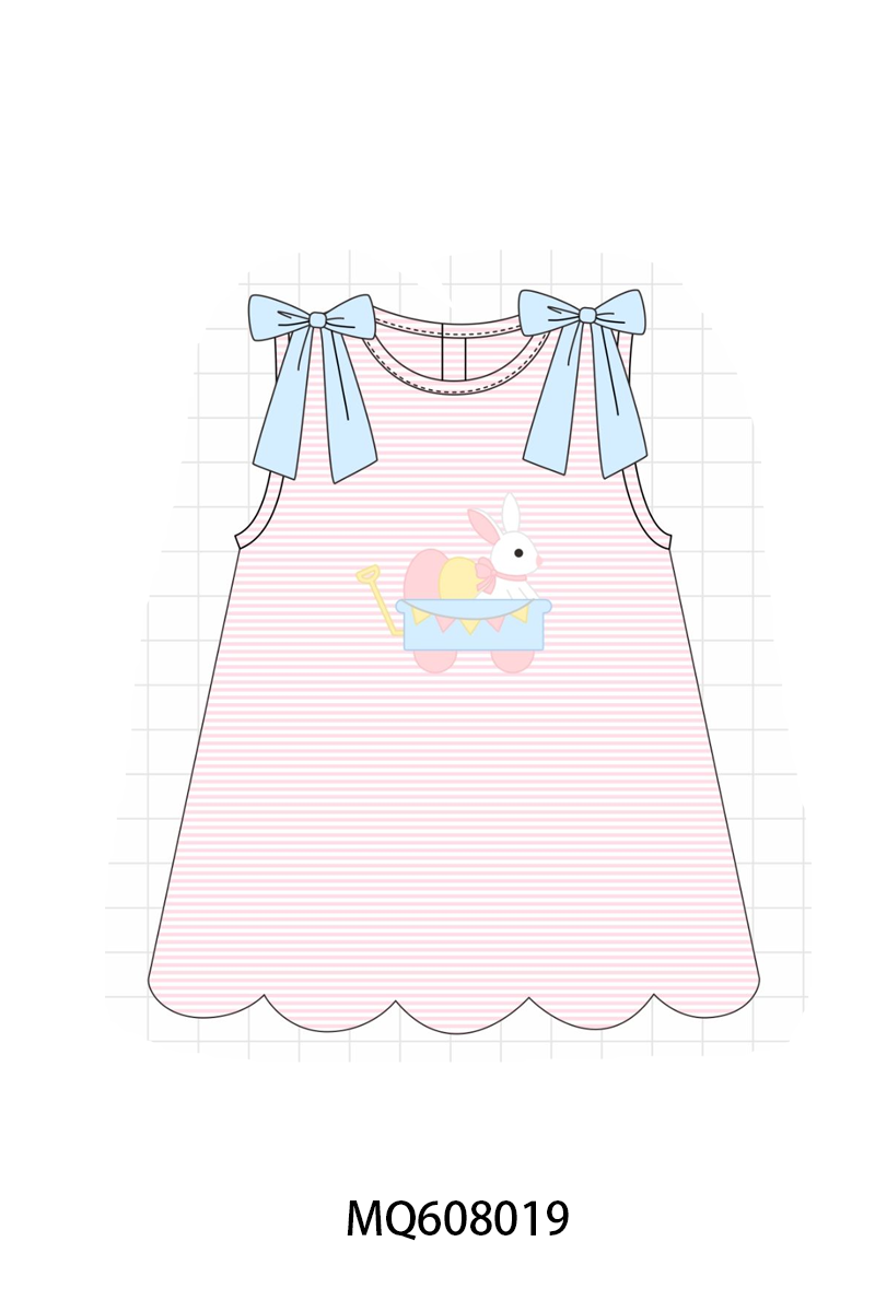 PO103 Pink&blue easter bunny egg applique stripe collection