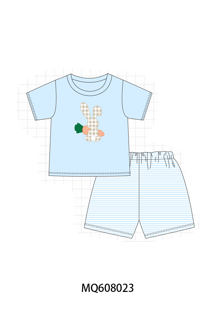 PO103 Pink&blue easter bunny carrot applique collection