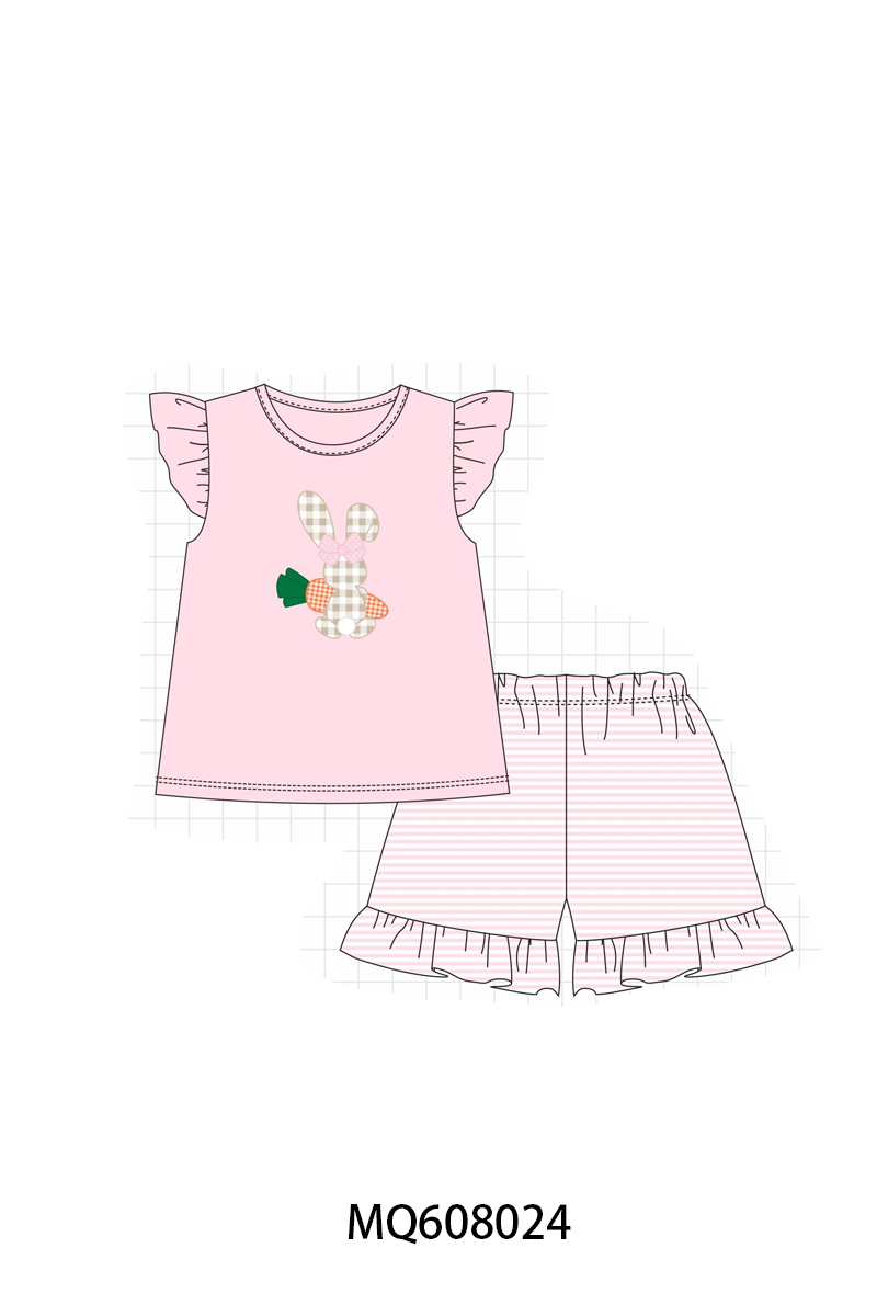 PO103 Pink&blue easter bunny carrot applique collection