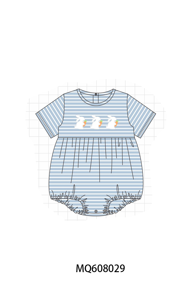PO103 Pink&blue stripe easter bunny carrot embroidery collection