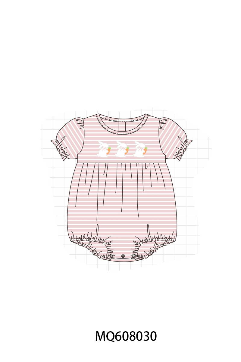 PO103 Pink&blue stripe easter bunny carrot embroidery collection