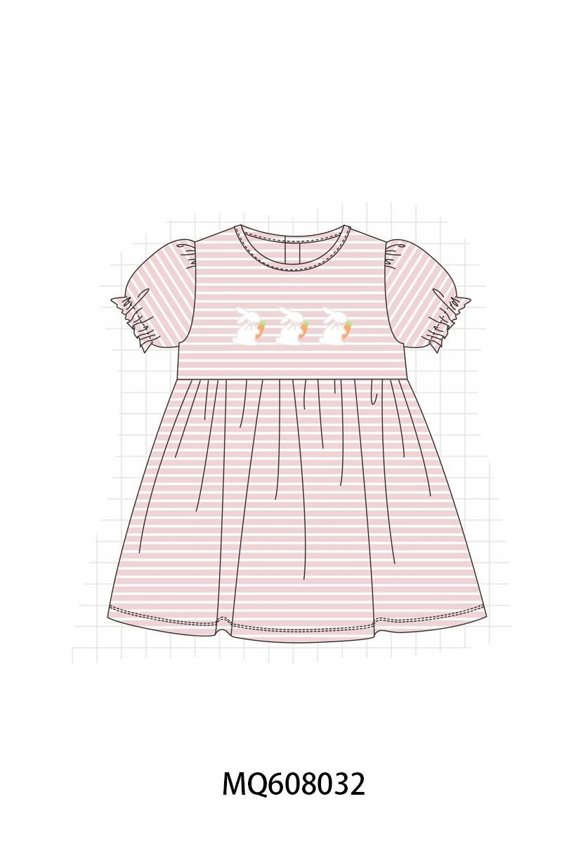 PO103 Pink&blue stripe easter bunny carrot embroidery collection