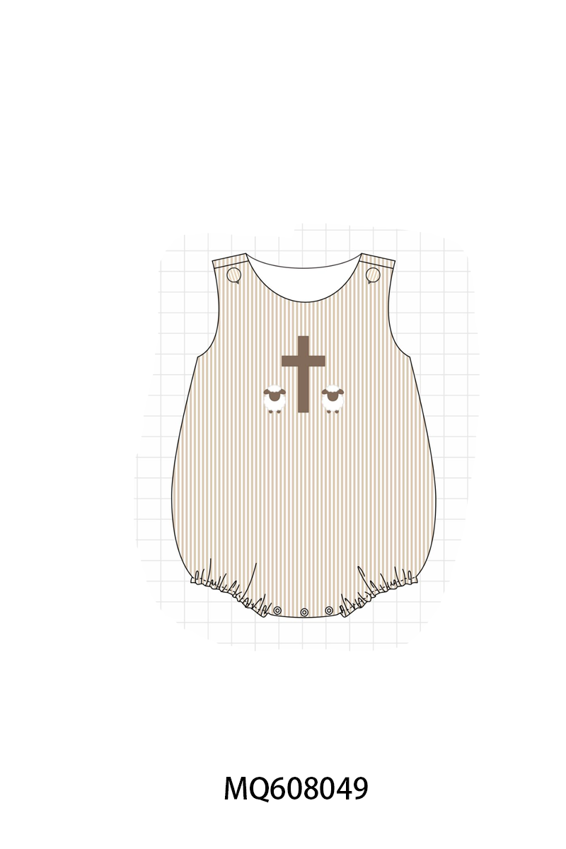 PO103 Khaki cross sheep embroidery stripe collection