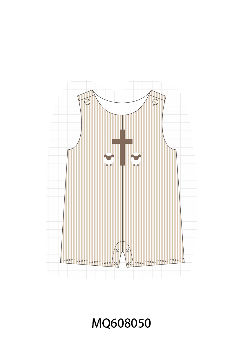 PO103 Khaki cross sheep embroidery stripe collection