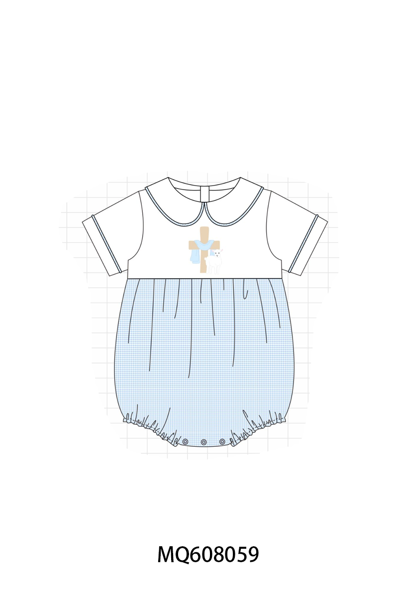 PO103 Blue easter cross lamb embroidery collection