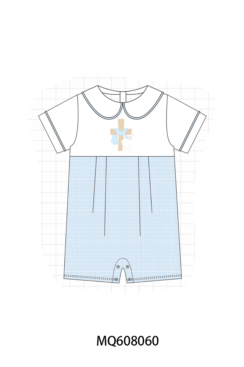 PO103 Blue easter cross lamb embroidery collection