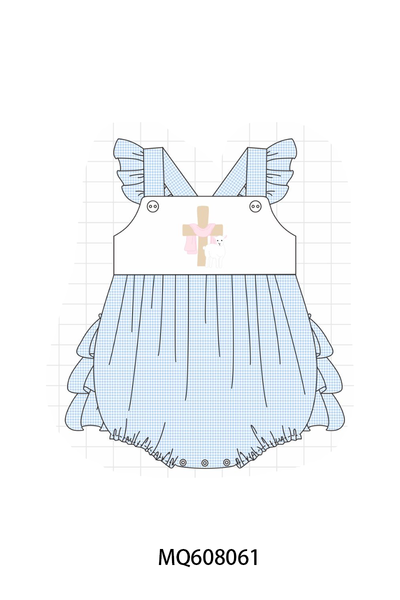 PO103 Blue easter cross lamb embroidery collection