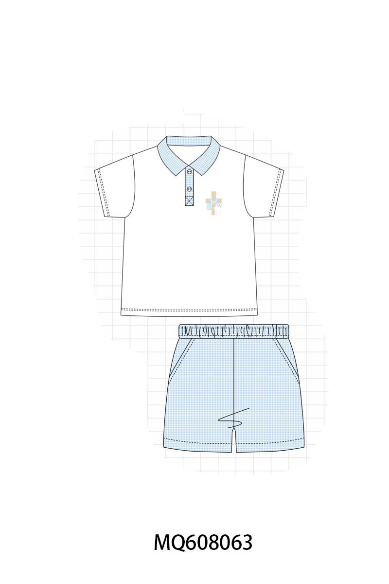 PO103 Blue easter cross lamb embroidery collection