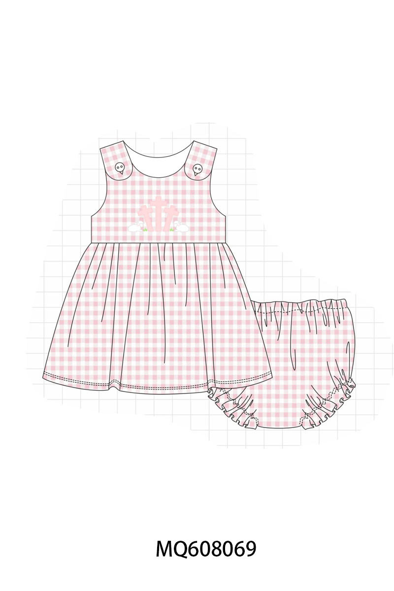 PO103 Pink&blue gingham cross sheep collection