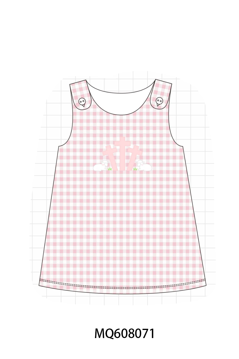 PO103 Pink&blue gingham cross sheep collection