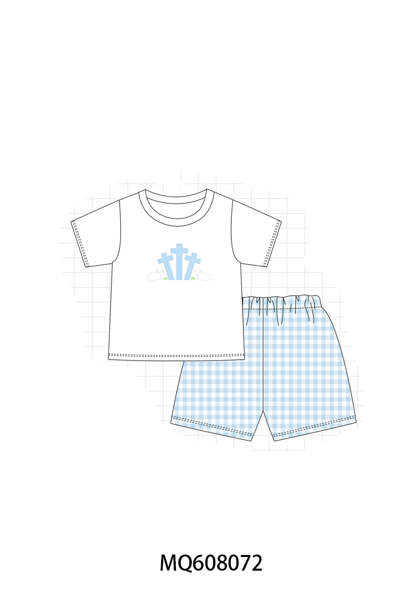 PO103 Pink&blue gingham cross sheep collection